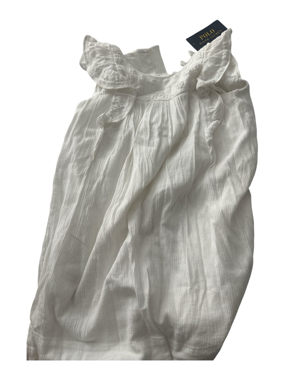 Ralph Lauren Girls' White Ruffle-Trim Sundress